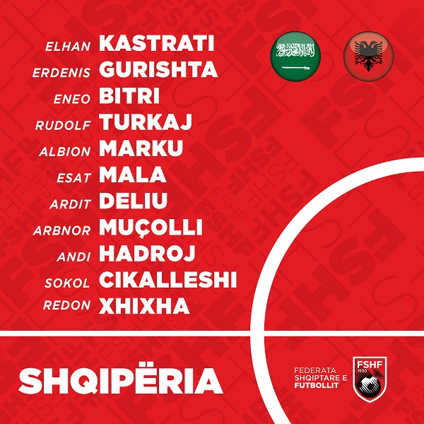 Shqiperia XI - starters vs Saudi Arabia