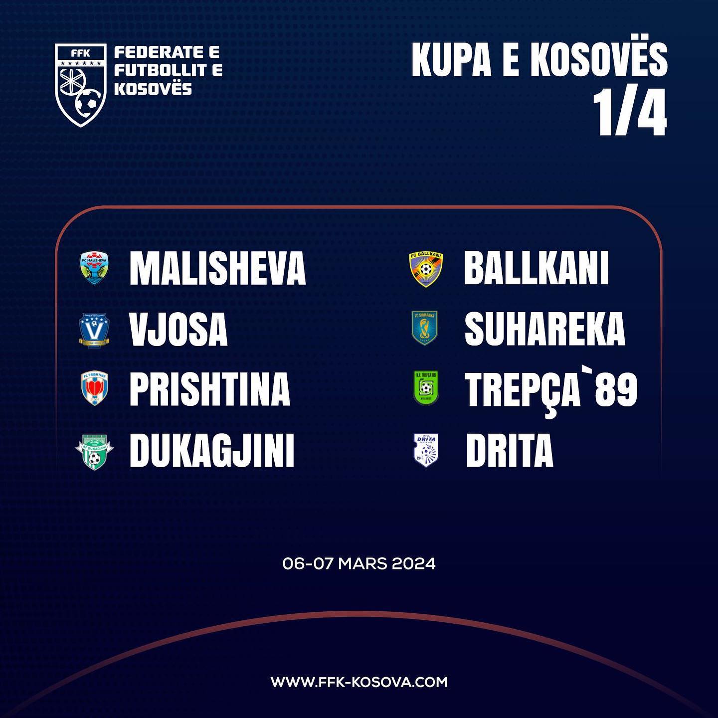 Kupa e Kosoves 2023/24 - Cerekfinalet 