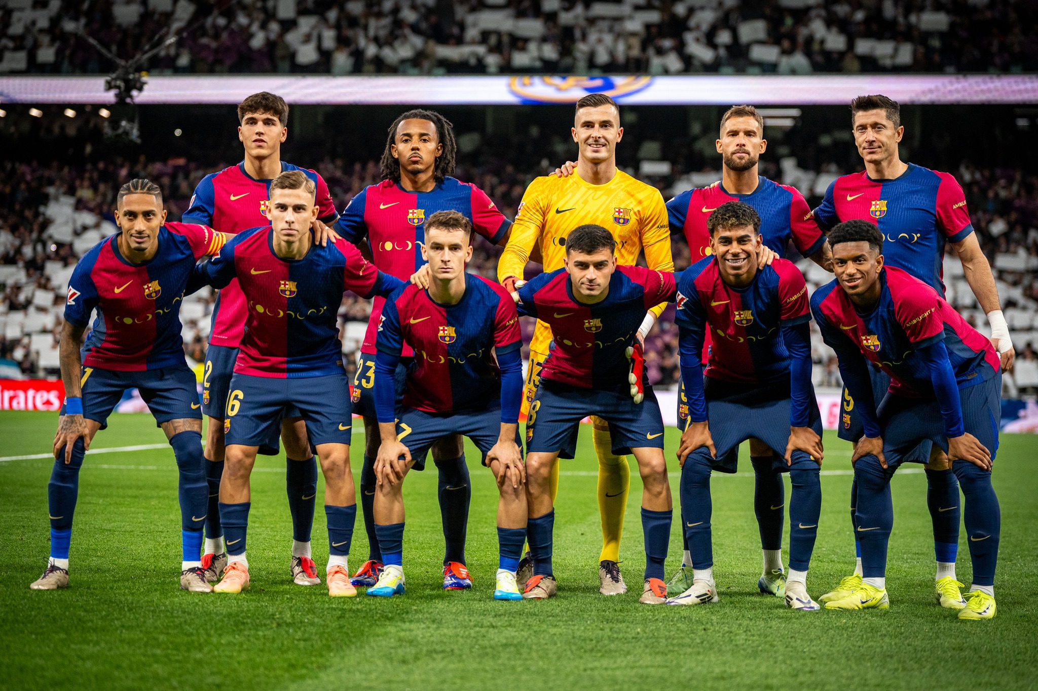 FC Barcelona pose before El Clasico at Santiago Bernabeu