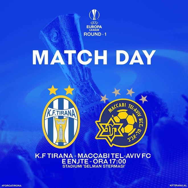 Tirana - Maccabi, formacionet zyrtare