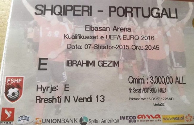 Shqipëri - Portugali, me bileta të personalizuara