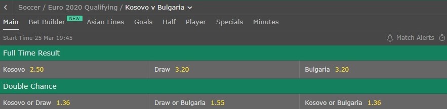 Kosova vs Bulgaria betting